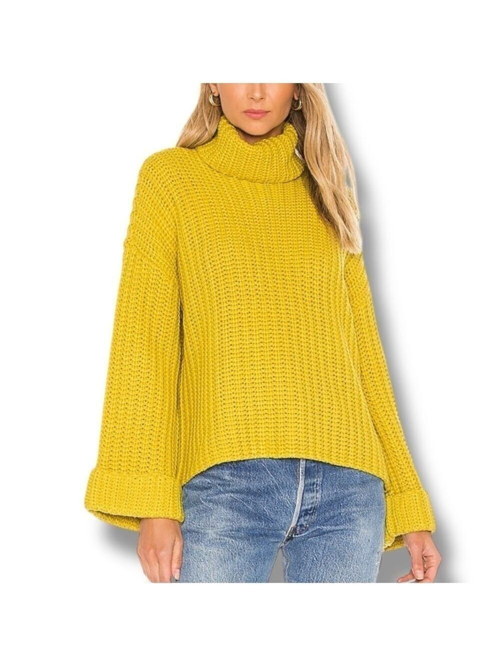 525 America x Revolve Wide Sleeve Turtleneck Sweater – Cosmic Green – Size Small